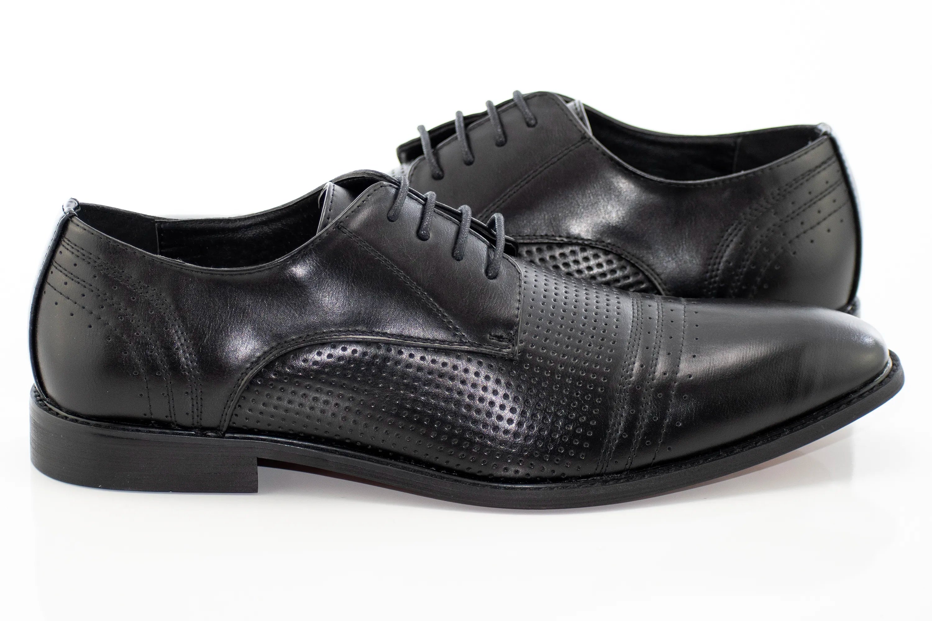 Black Pattern Perforated Dress Lace-Ups