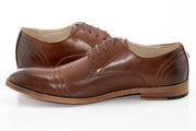 Cognac Pattern Perforated Dress Lace-Ups