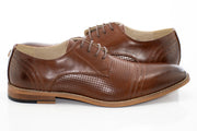 Cognac Pattern Perforated Dress Lace-Ups