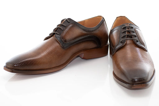 Tan & Chocolate Brown Textured Ombre Lace-Up Dress Shoes