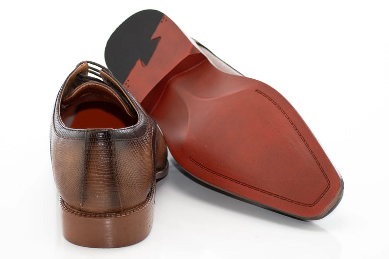 Tan & Chocolate Brown Textured Ombre Lace-Up Dress Shoes