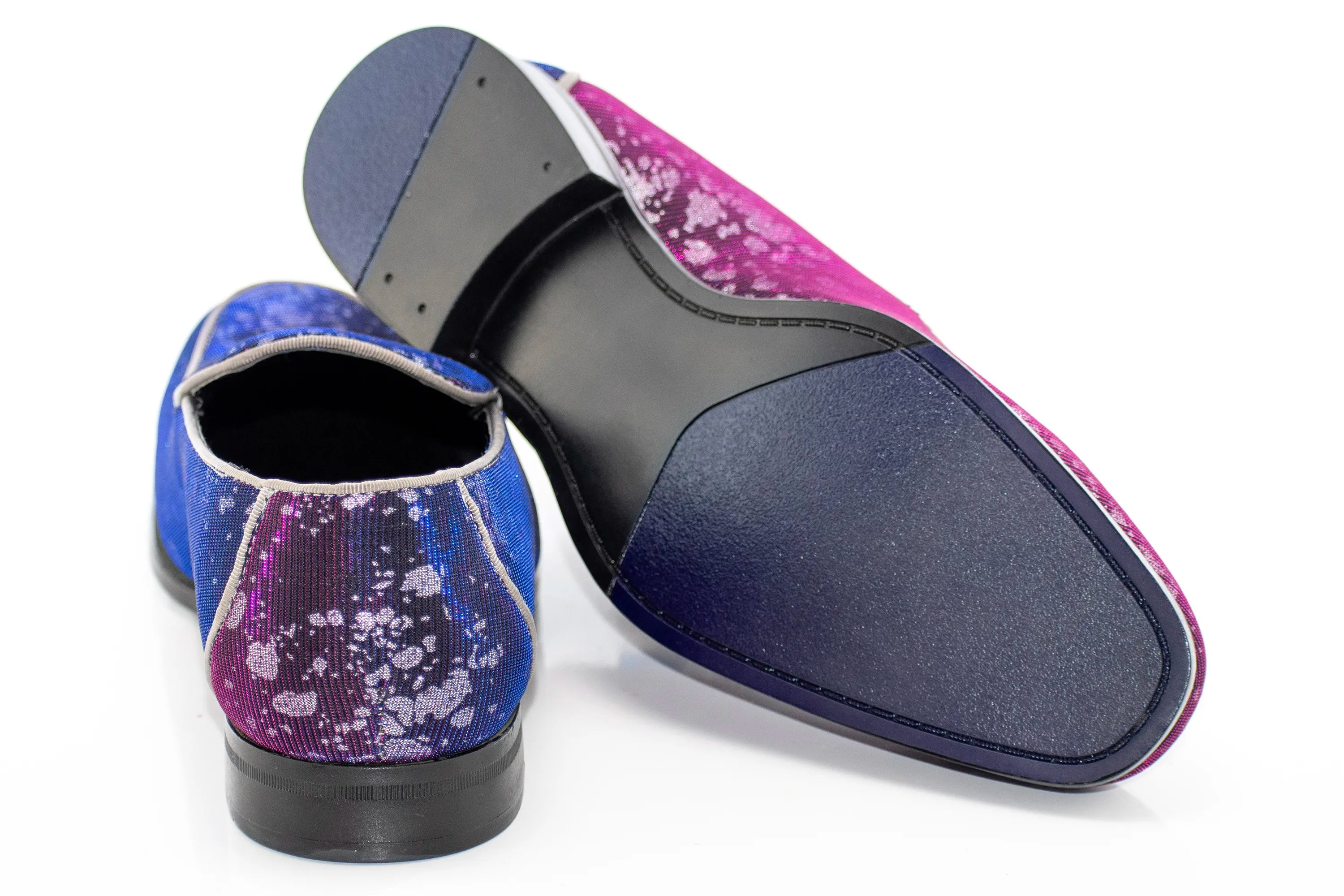 Silver Floral Iridescent Slip-On Loafers