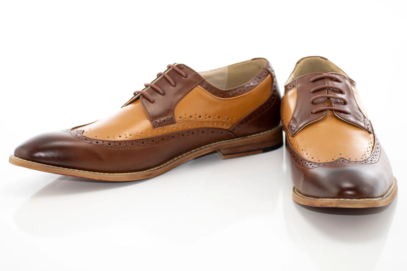 Cognac and Tan Two-Tone Wingtip Lace-Ups