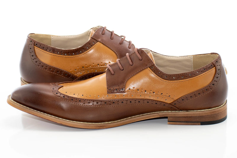 Cognac and Tan Two-Tone Wingtip Lace-Ups