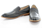 Gray Leather Slip-On Penny Loafer