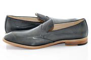 Gray Leather Slip-On Penny Loafer