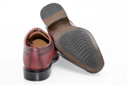 Burgundy Perforated and Textured Leather Derby Lace-Ups