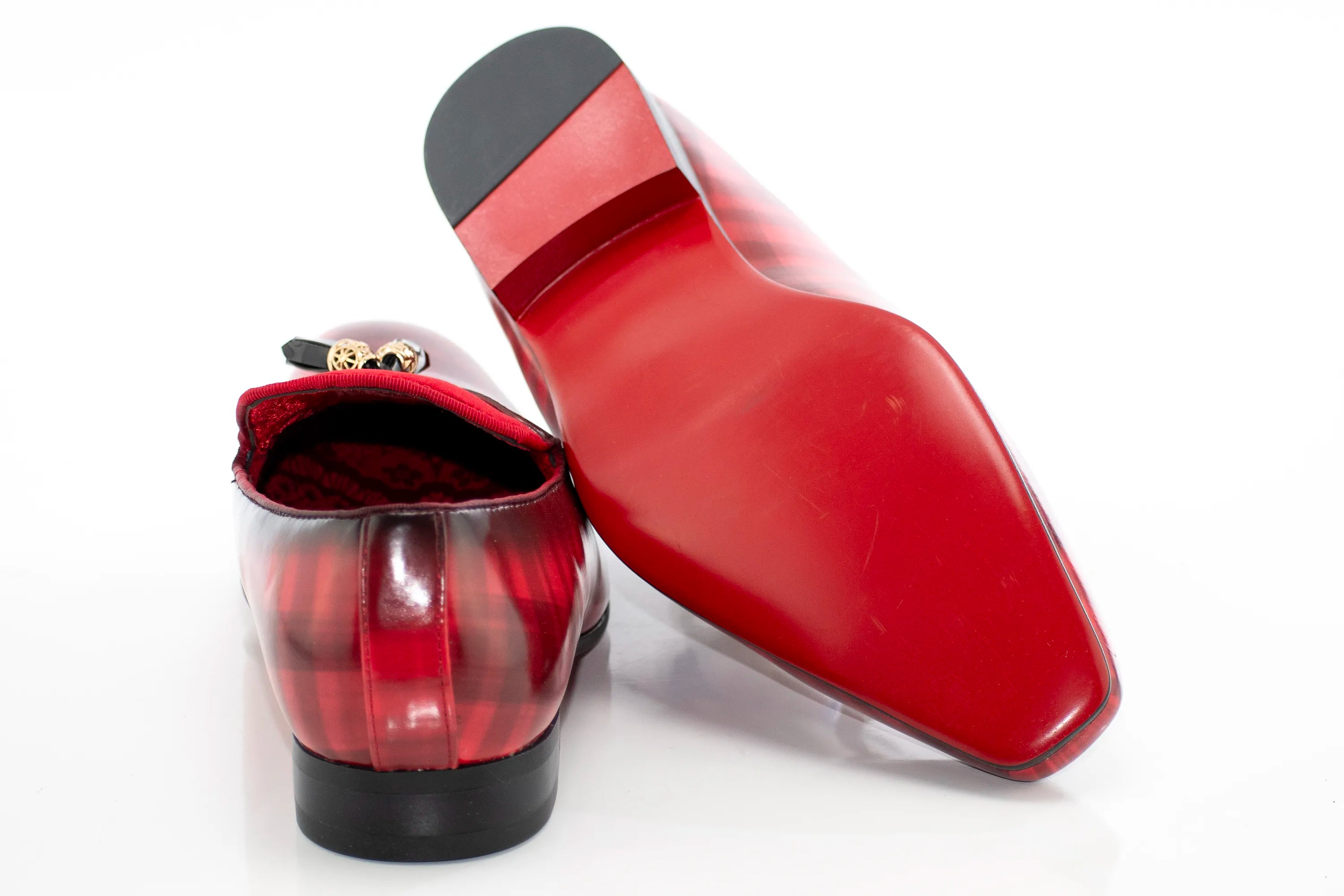 Red Leather and Velvet Tassel Loafer