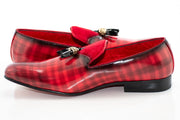 Red Leather and Velvet Tassel Loafer