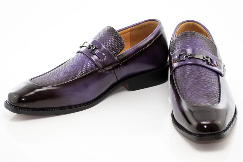 Purple Textured Leather Bit Loafer