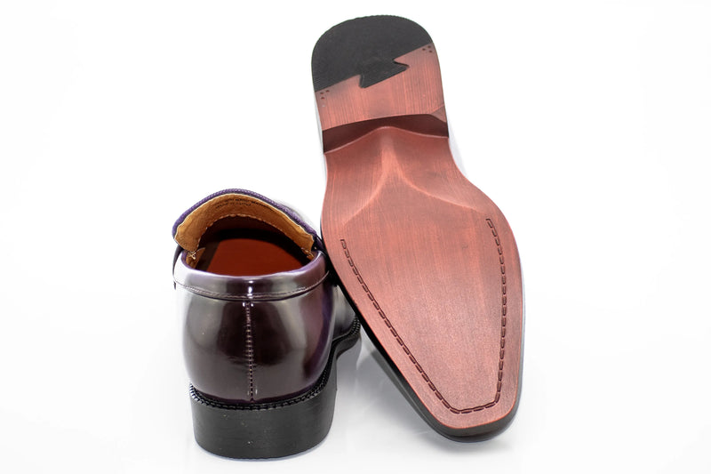 Purple Textured Leather Bit Loafer