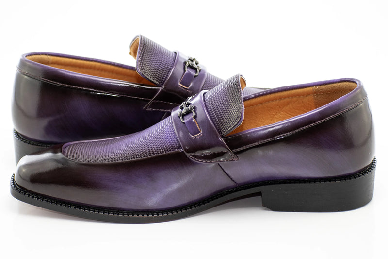 Purple Textured Leather Bit Loafer