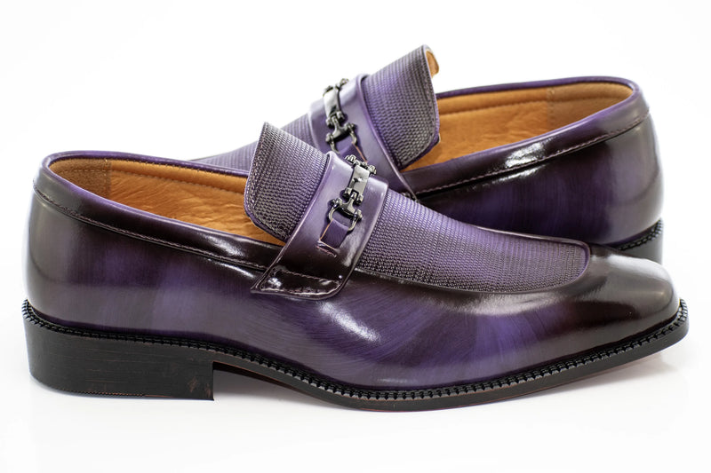 Purple Textured Leather Bit Loafer
