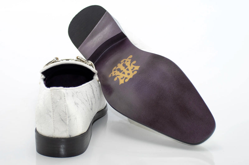 White Distressed Bit Smoking Loafer