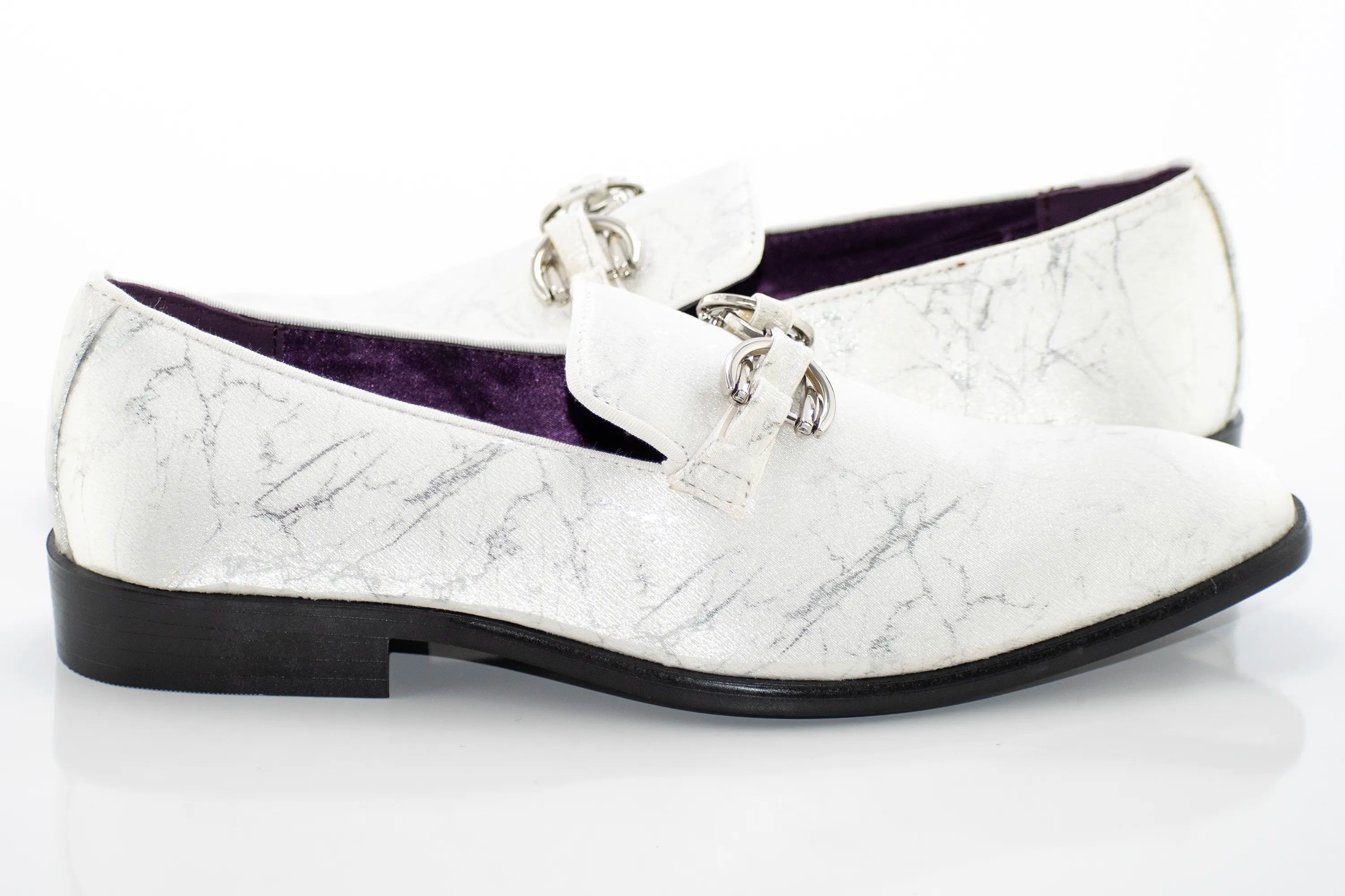 White Distressed Bit Smoking Loafer