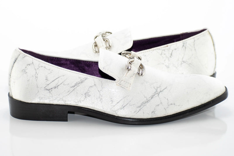 White Distressed Bit Smoking Loafer