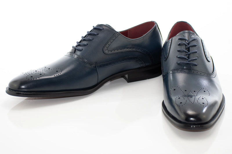 Navy Blue Brogue Oxford Lace-Ups