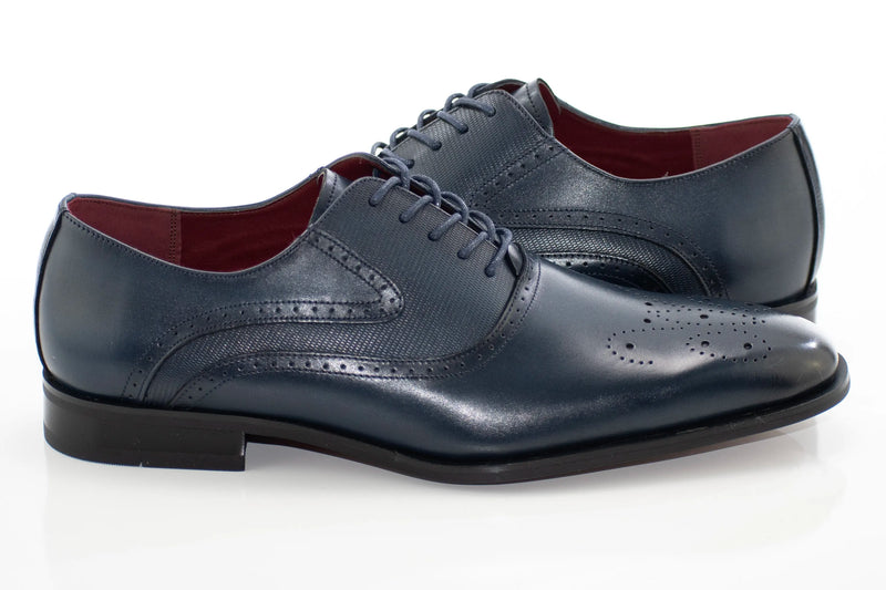 Navy Blue Brogue Oxford Lace-Ups