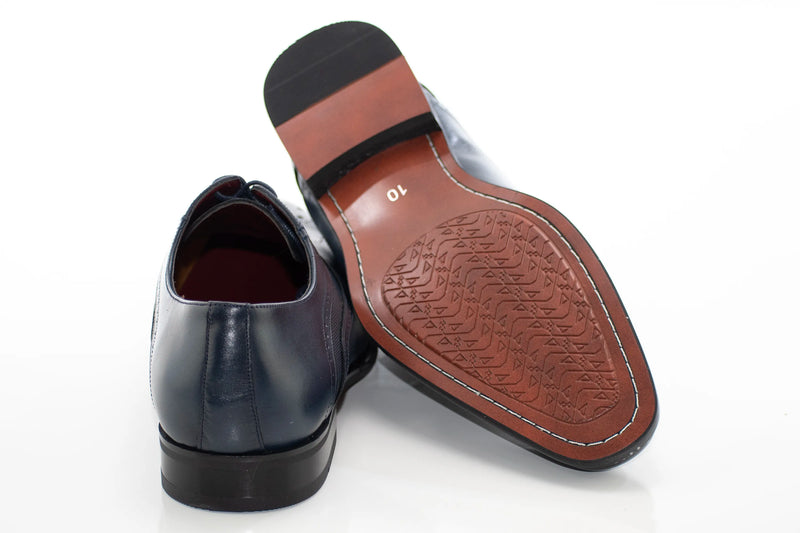 Navy Blue Brogue Oxford Lace-Ups