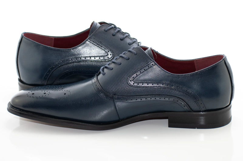 Navy Blue Brogue Oxford Lace-Ups