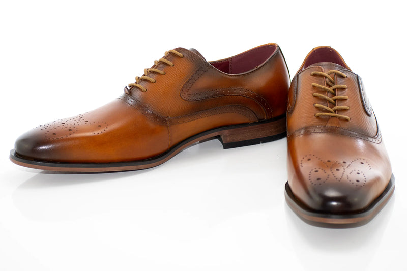 Tan Brogue Oxford Lace-Ups