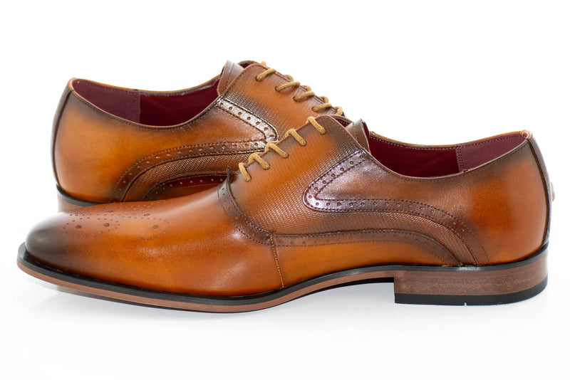 Tan Brogue Oxford Lace-Ups
