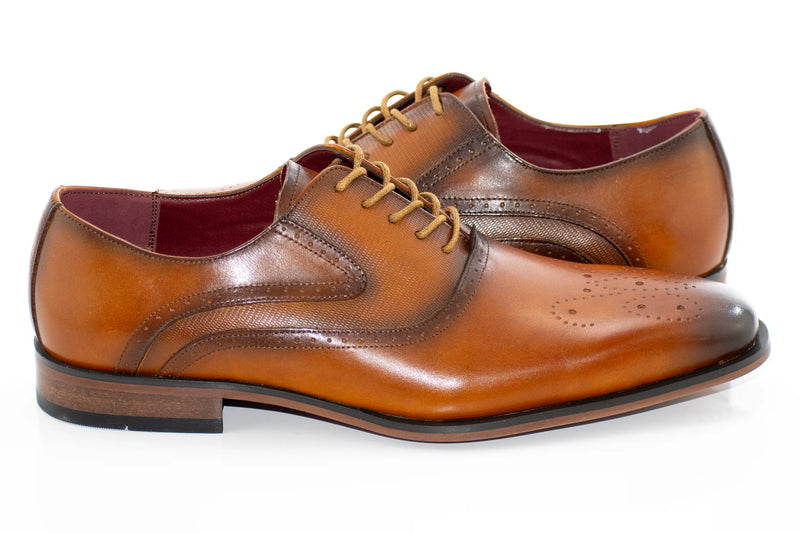 Tan Brogue Oxford Lace-Ups