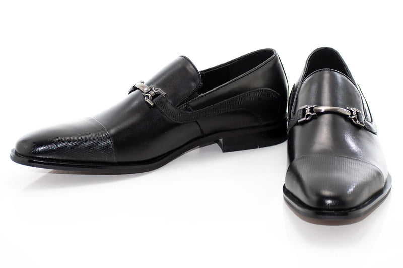 Black Cap-Toe Bit Loafers