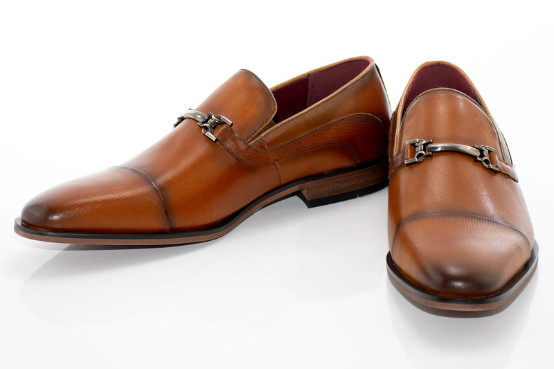 Tan Cap-Toe Bit Loafers