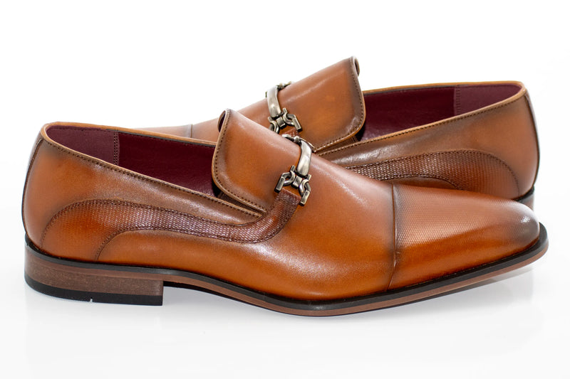 Tan Cap-Toe Bit Loafers