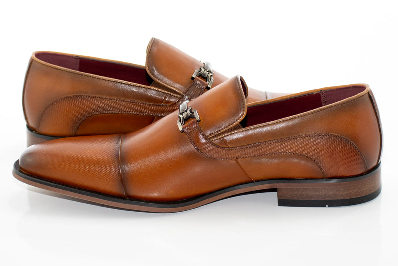 Tan Cap-Toe Bit Loafers