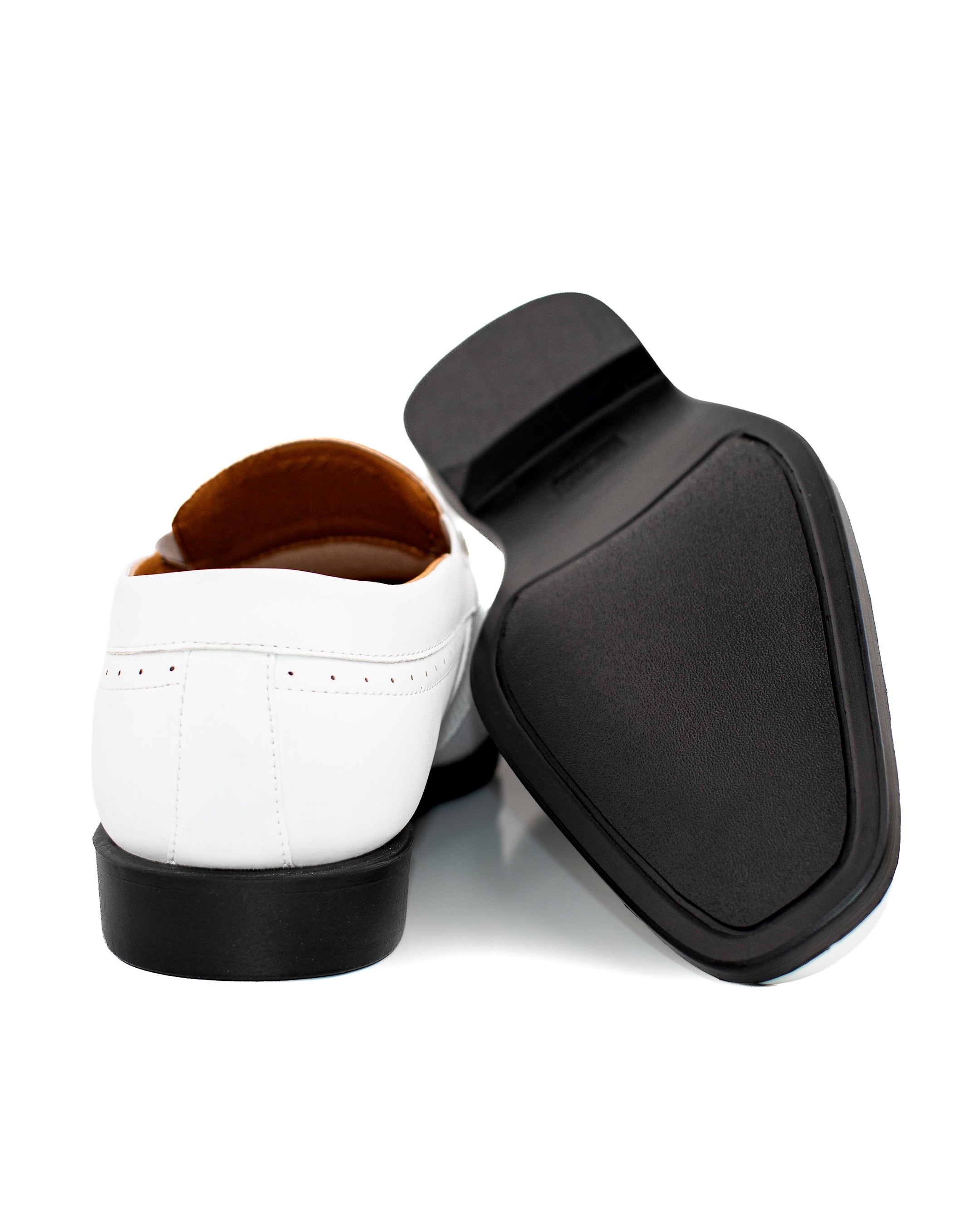 White Wide Leather Cap-Toe Derby Shoes | Bottoms View | Dolce Vesta
