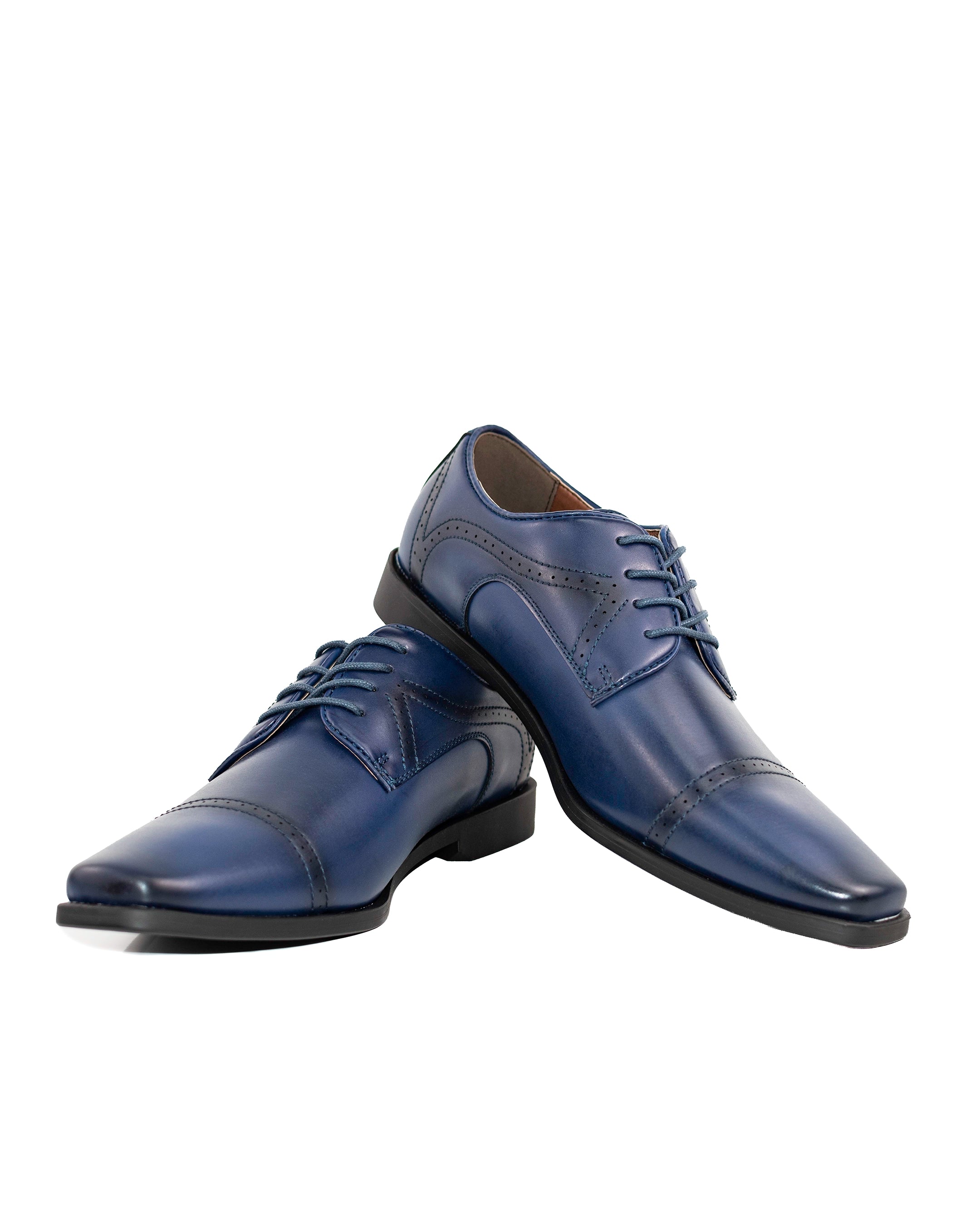 Blue Perforated Cap-Toe Derby Lace-Ups | Casual View| Dolce Vesta