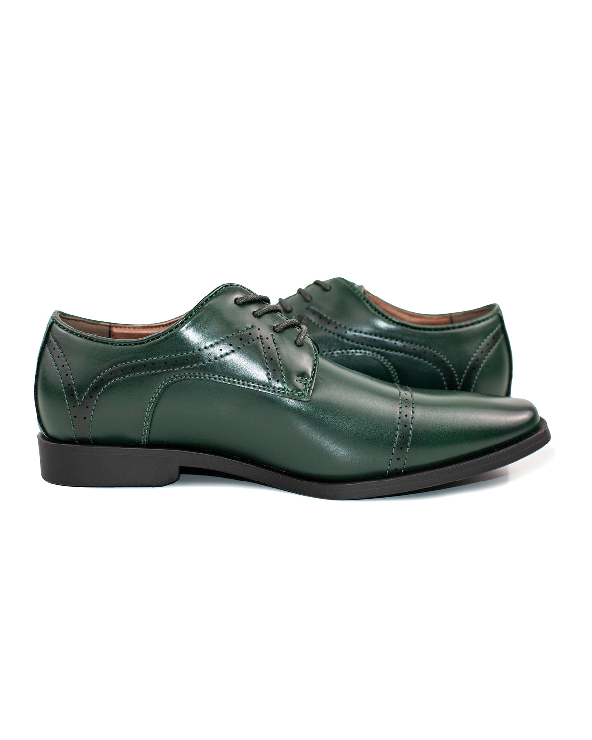 Forest Perforated Cap-Toe Derby Lace-Ups | Outside View| Dolce Vesta
