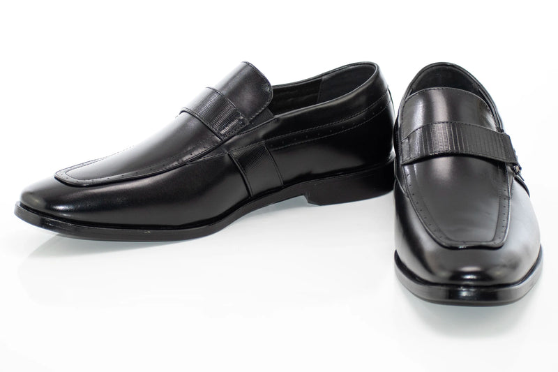 Black Wide Leather Dress Loafer
