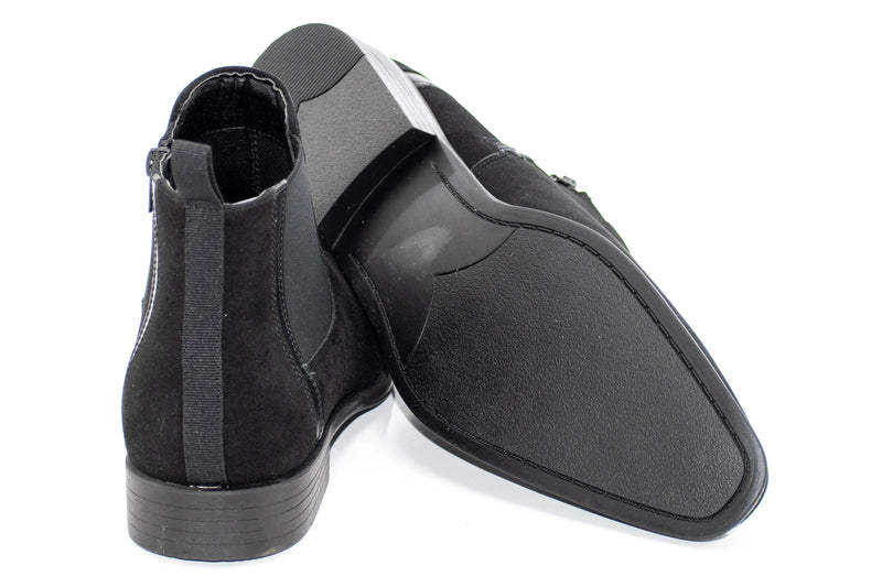 Black Suede Zip-Up Chelsea Boot