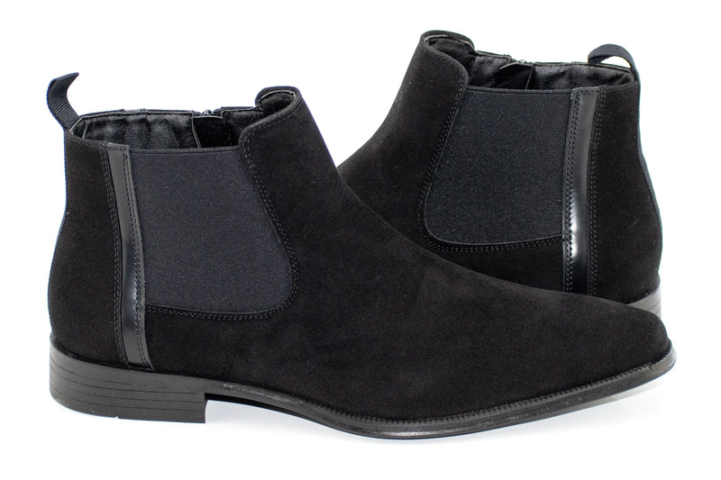 Black Suede Zip-Up Chelsea Boot