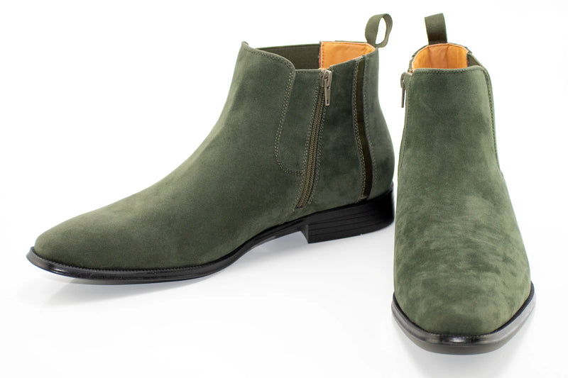 Hunter Green Suede Zip-Up Chelsea Boot