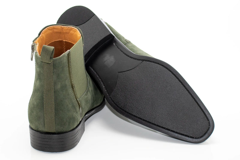 Hunter Green Suede Zip-Up Chelsea Boot
