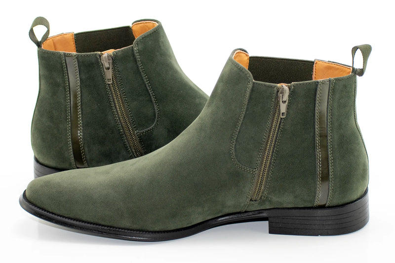 Hunter Green Suede Zip-Up Chelsea Boot