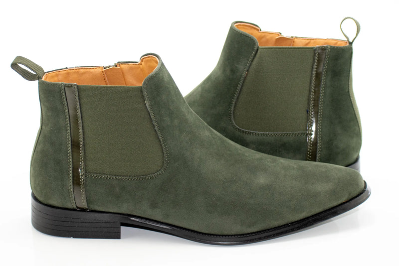 Hunter Green Suede Zip-Up Chelsea Boot