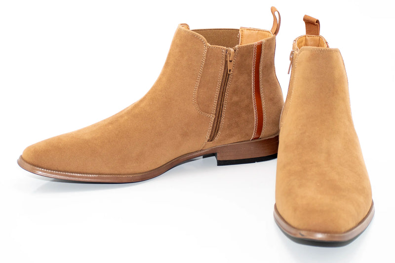 Tan Suede Zip-Up Chelsea Boot