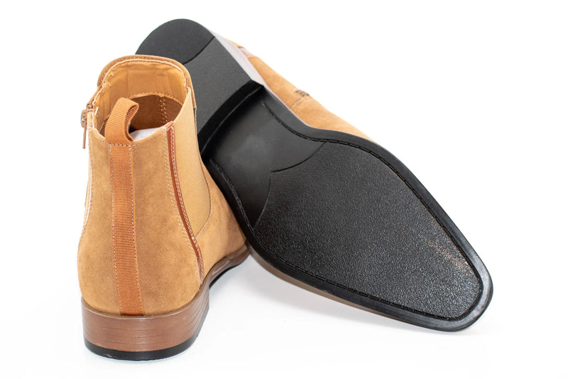 Tan Suede Zip-Up Chelsea Boot