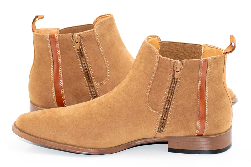 Tan Suede Zip-Up Chelsea Boot