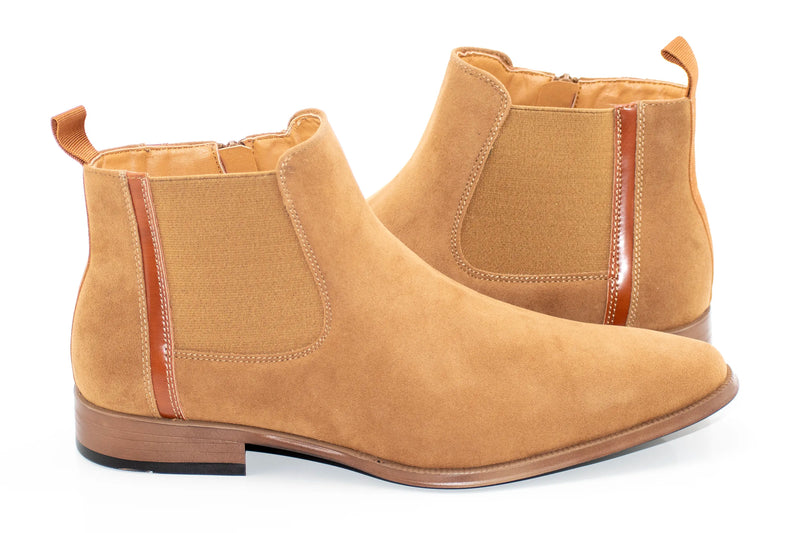 Tan Suede Zip-Up Chelsea Boot