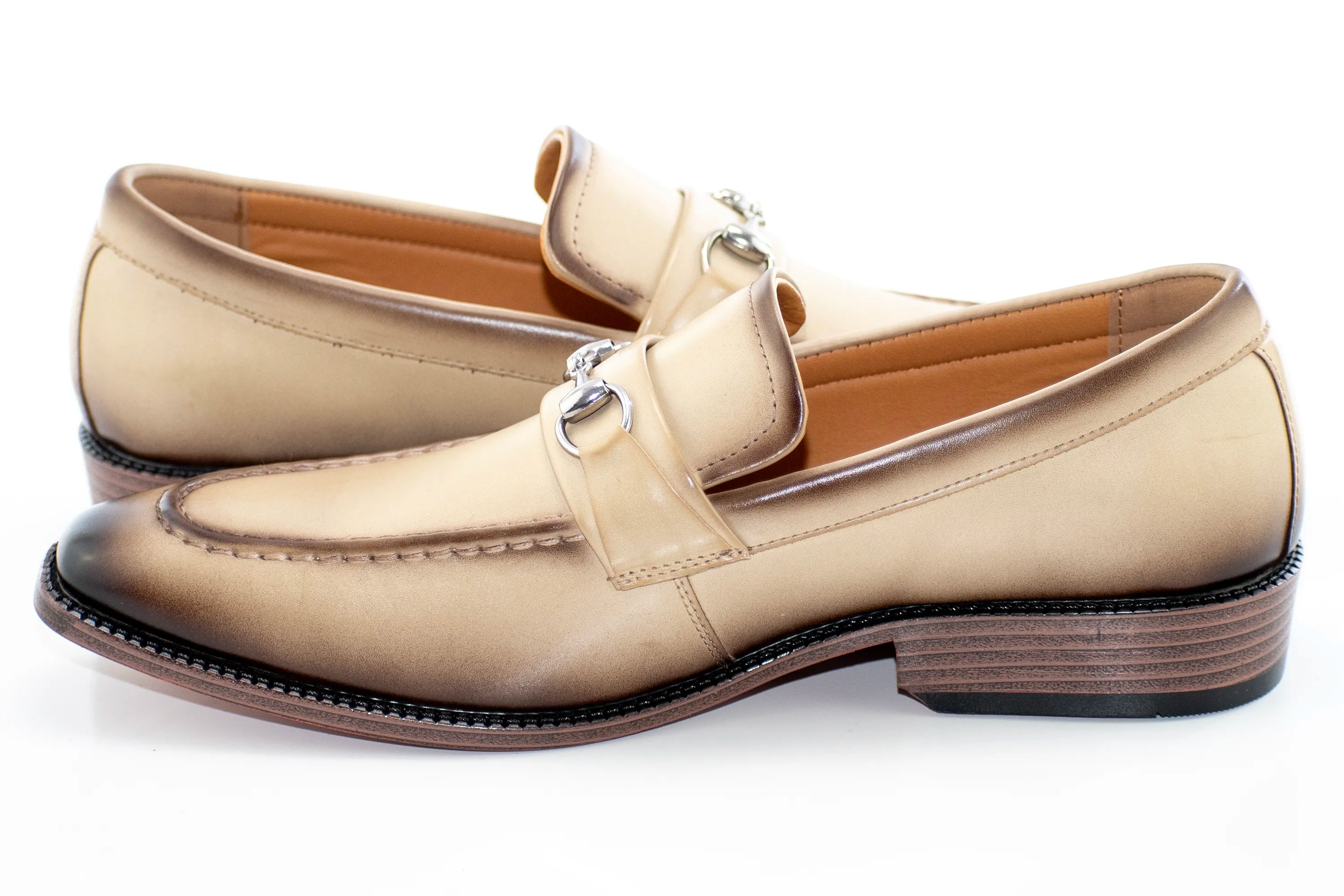 Natural and Brown Leather Snaffle-Bit Loafer