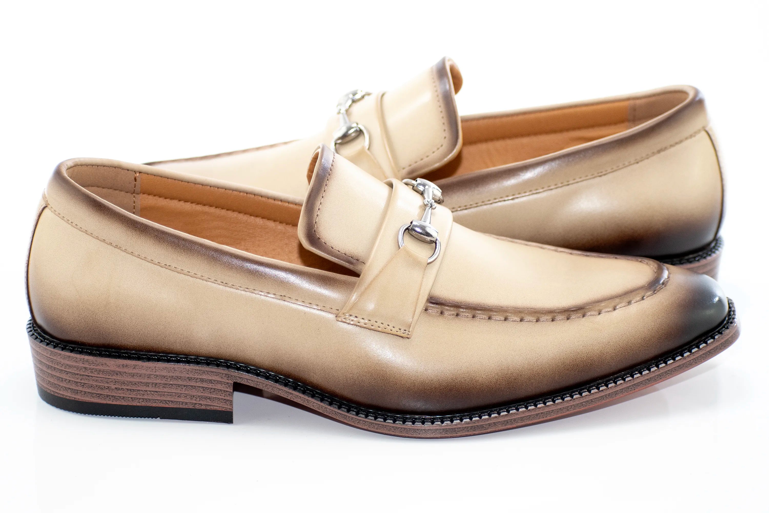 Natural and Brown Leather Snaffle-Bit Loafer