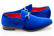 Men's Blue Velvet Rhinestone-Bit Dress Loafer
