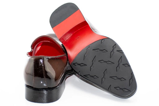 Brown Patent Leather and Velvet Loafer