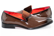 Brown Patent Leather and Velvet Loafer